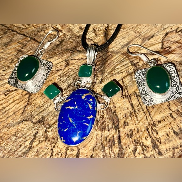 Copper Howlite Turquoise,Green Glass Bead Set - Picture 2 of 8